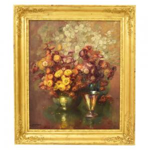 DIPINTI ANTICHI CON FIORI, EPOCA OTTTOCENTO, OLIO SU TELA, FIRMATA J. STAPPERS. (QF155)   
